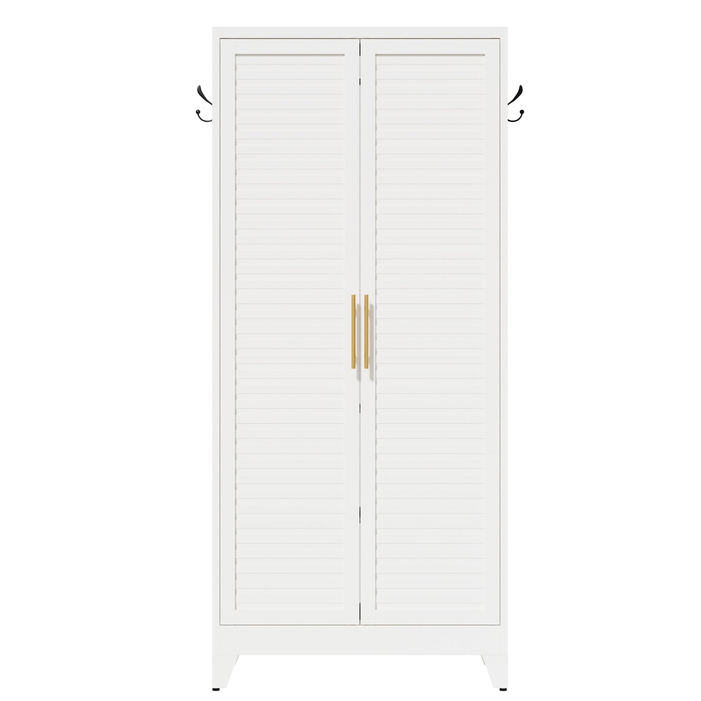 VIYET 71" Metal Wardrobe Closet with 2 Doors, Hanging Rod & Adjustable Shelves, Freestanding Steel Storage Cabinet for Bedroom, Apartment, Dorm