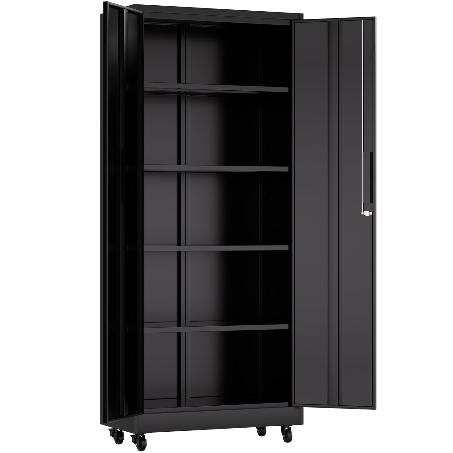 VIYET 71"H Rolling Garage Storage Cabinet,Heavy-Duty Metal Lockable Cabinet w/ 4 Adjustable Shelves (Mobile Tool Organizer for Workshop/Office)