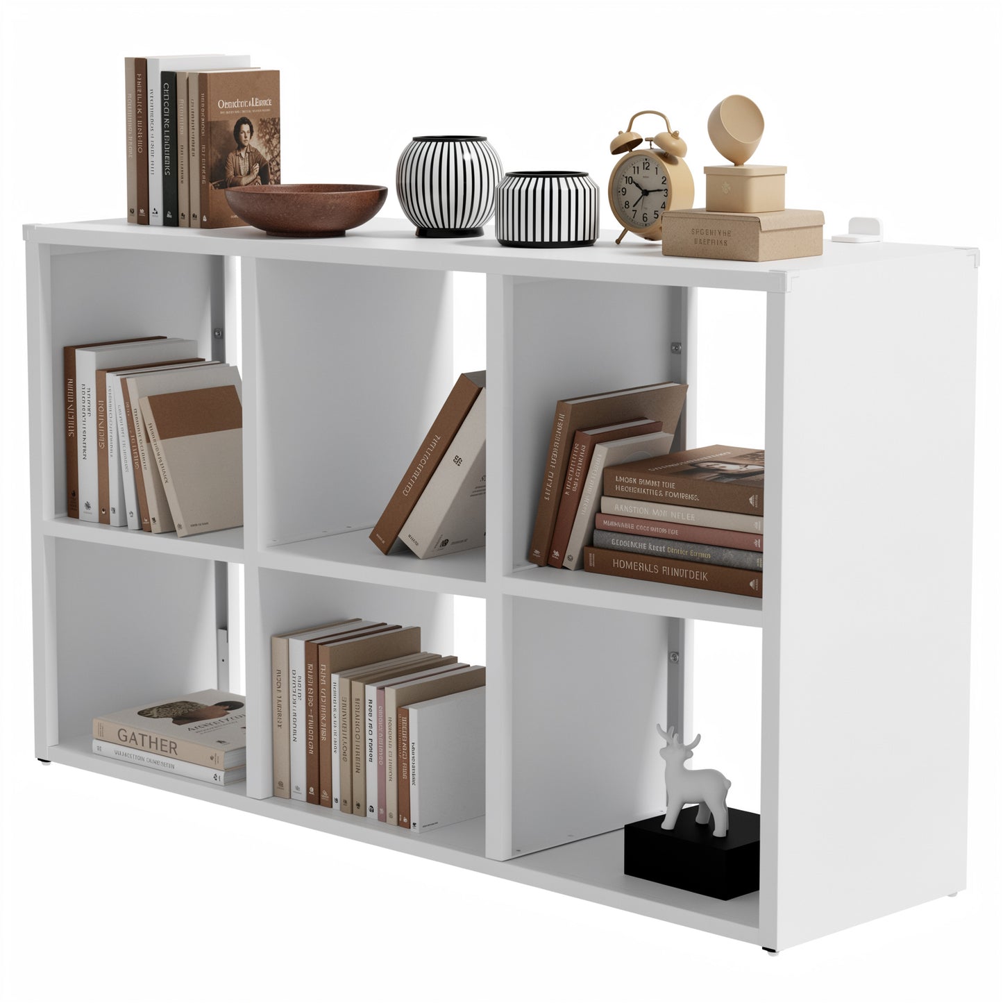 VIYET 6-Cube Metal Bookcase, 41"H Open Storage Organizer with 6 Cubes, Freestanding Display Shelf