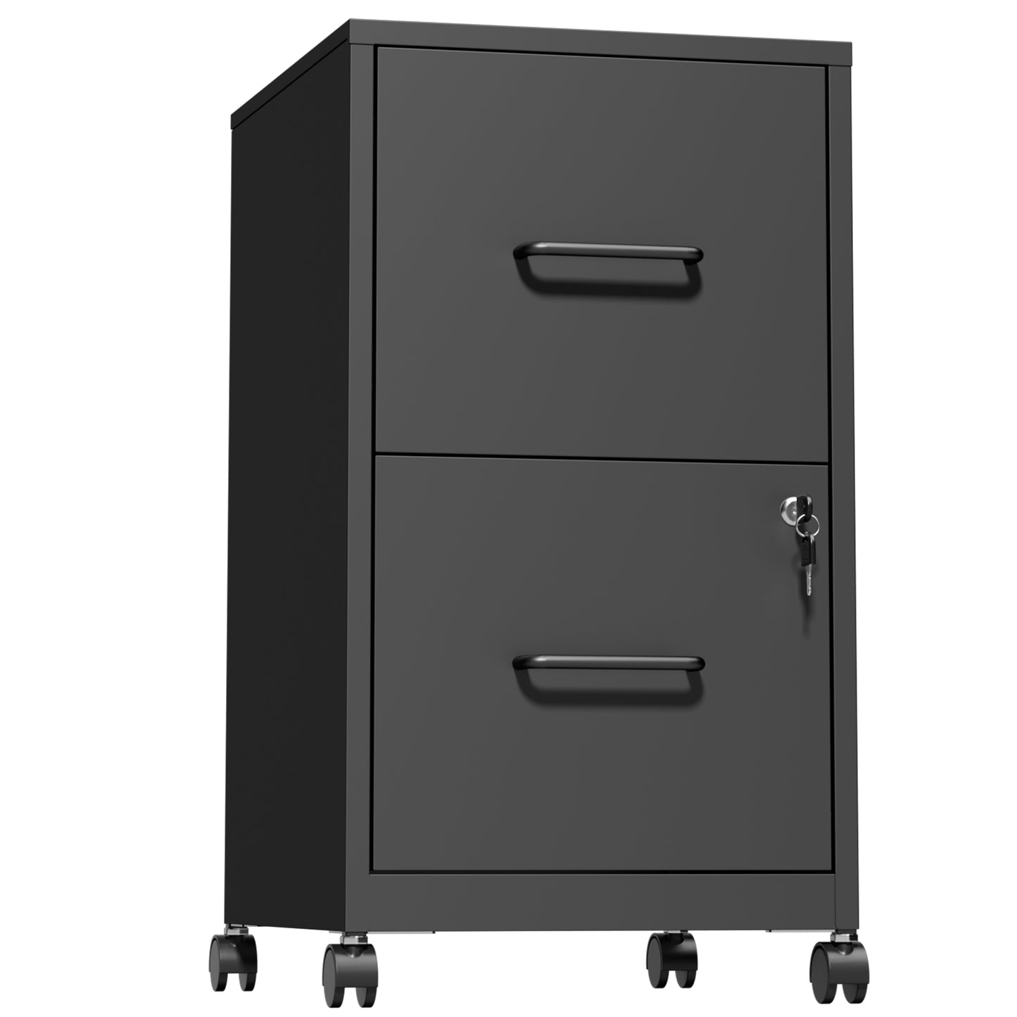 VIYET 2 Drawer Mobile File Cabinet with Lock, Rolling Metal Filing Cabinet for Letter & Legal Files, Under Desk Office Storage with Anti-Tip Kit, Black