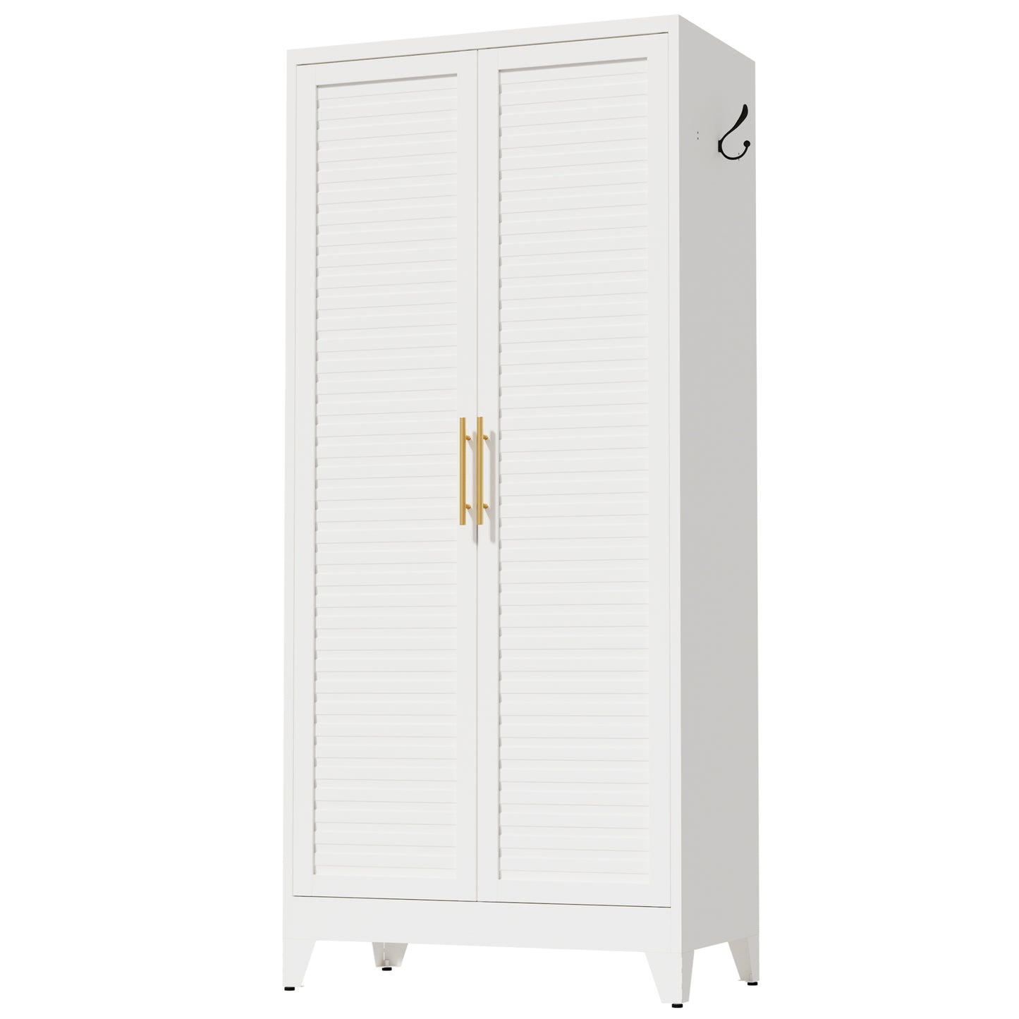 VIYET 71" Metal Wardrobe Closet with 2 Doors, Hanging Rod & Adjustable Shelves, Freestanding Steel Storage Cabinet for Bedroom, Apartment, Dorm