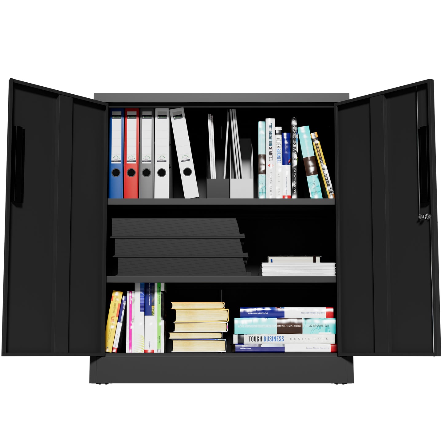 VIYET 35" 2-Door Metal Storage Cabinet,Heavy-Duty Lockable Steel Cabinet w/ 2 Adjustable Shelves (Home/Office/Garage Organizer)