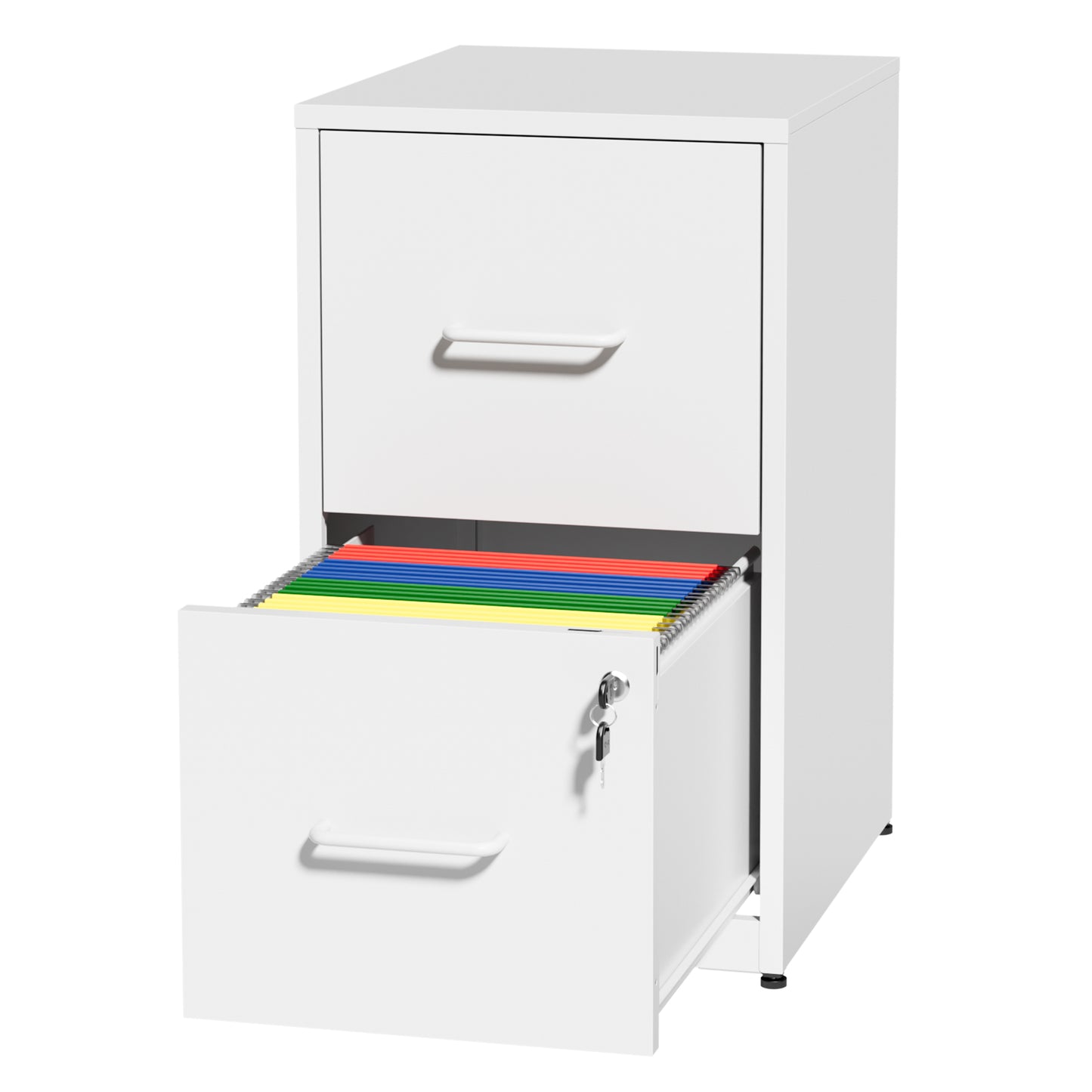 VIYET 2 Drawer File Cabinet with Lock, White Metal Vertical Filing Cabinet for Letter & Legal Files, Under Desk Office Storage with Anti-Tip Kit