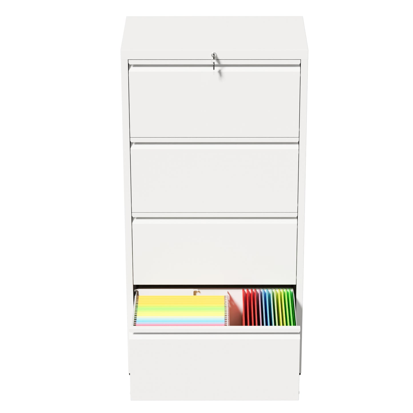 VIYET 4 Drawer Lateral File Cabinet with Lock, White Metal Filing Cabinet for Home Office, Fits Letter, Legal, A4 & F4 Hanging Files
