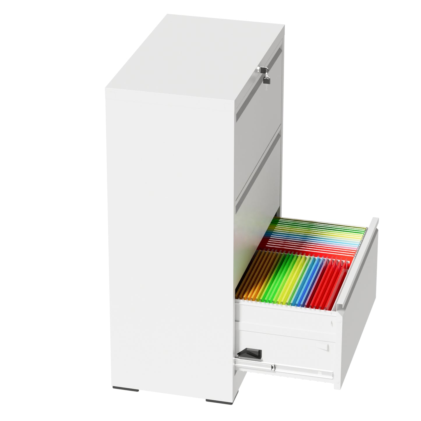 VIYET 3 Drawer Lateral File Cabinet with Lock, White Metal Filing Cabinet for Home Office, Fits Letter, Legal, A4 & F4 Hanging Files