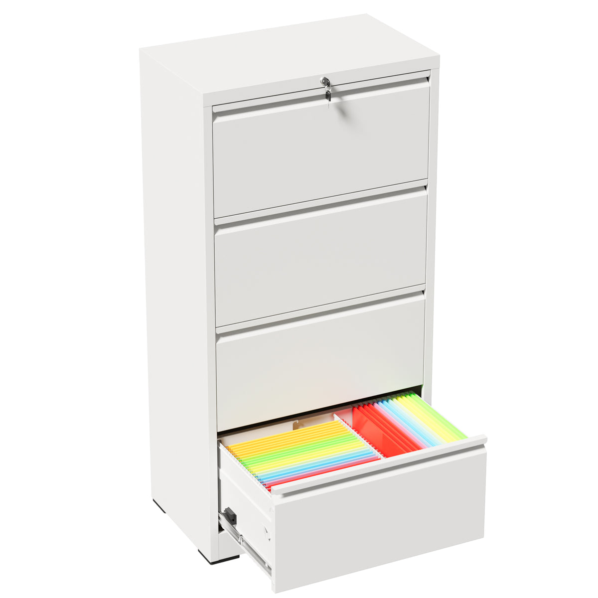VIYET 4 Drawer Lateral File Cabinet, Metal Filing Cabinet with Lock, Wide Steel Office Storage for Letter, Legal, A4 & F4 Files