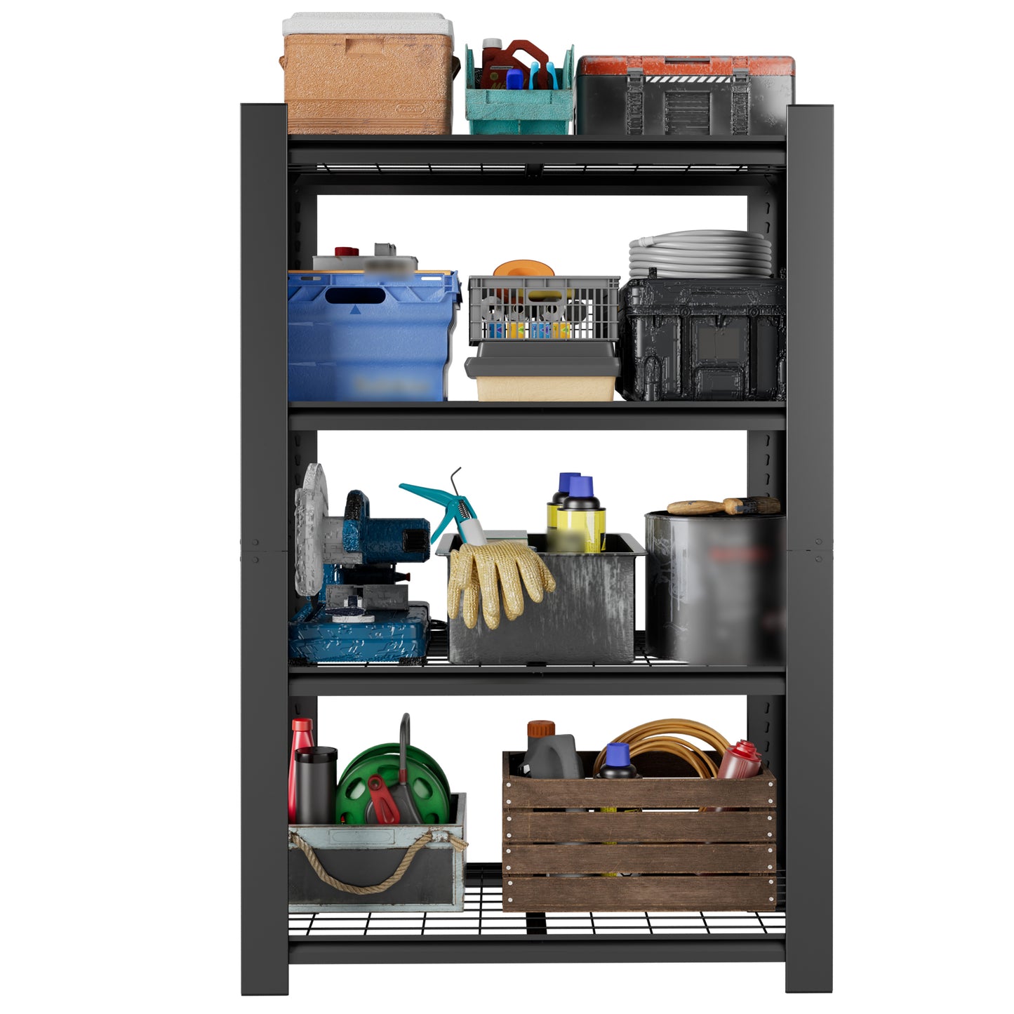 VIYET 60" H Heavy Duty Metal Shelving Unit, 4 Tier Adjustable Storage Rack with 2240 LBS Capacity, Garage Shelf Organizer for Pantry Kitchen Black