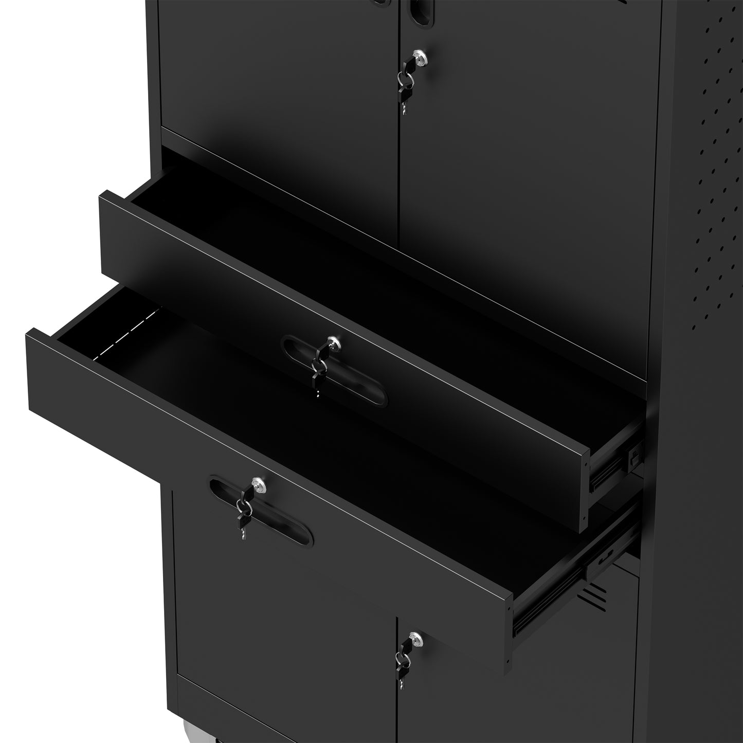 VIYET 71" Metal Garage Storage Cabinet with Drawers, Locking Doors, Pegboard, Wheels & Adjustable Shelves for Workshop Utility Room