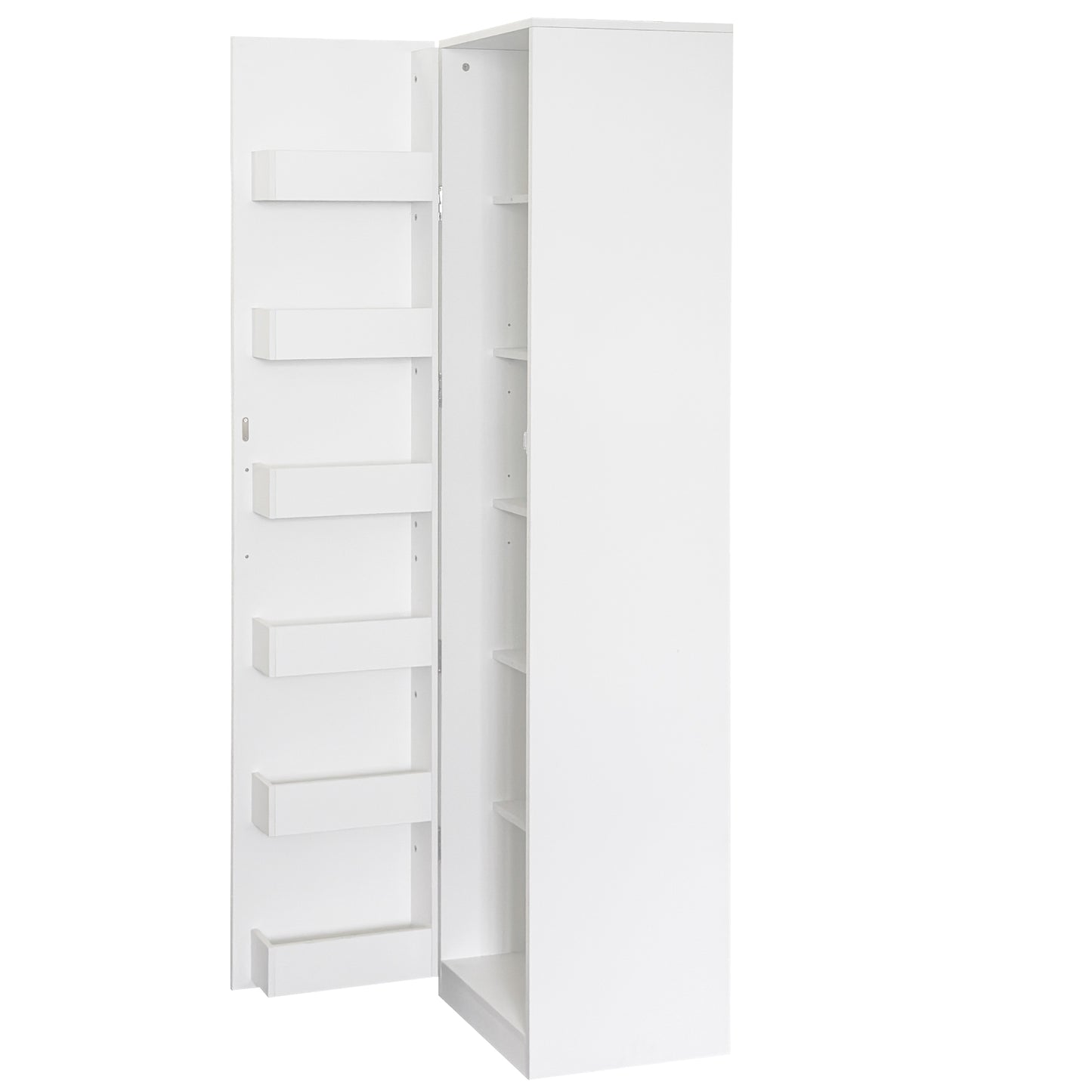 VIYET 71" Freestanding Kitchen Pantry Cabinet - White Particle Board+MDF, 2 Adjustable Shelves, Side Racks