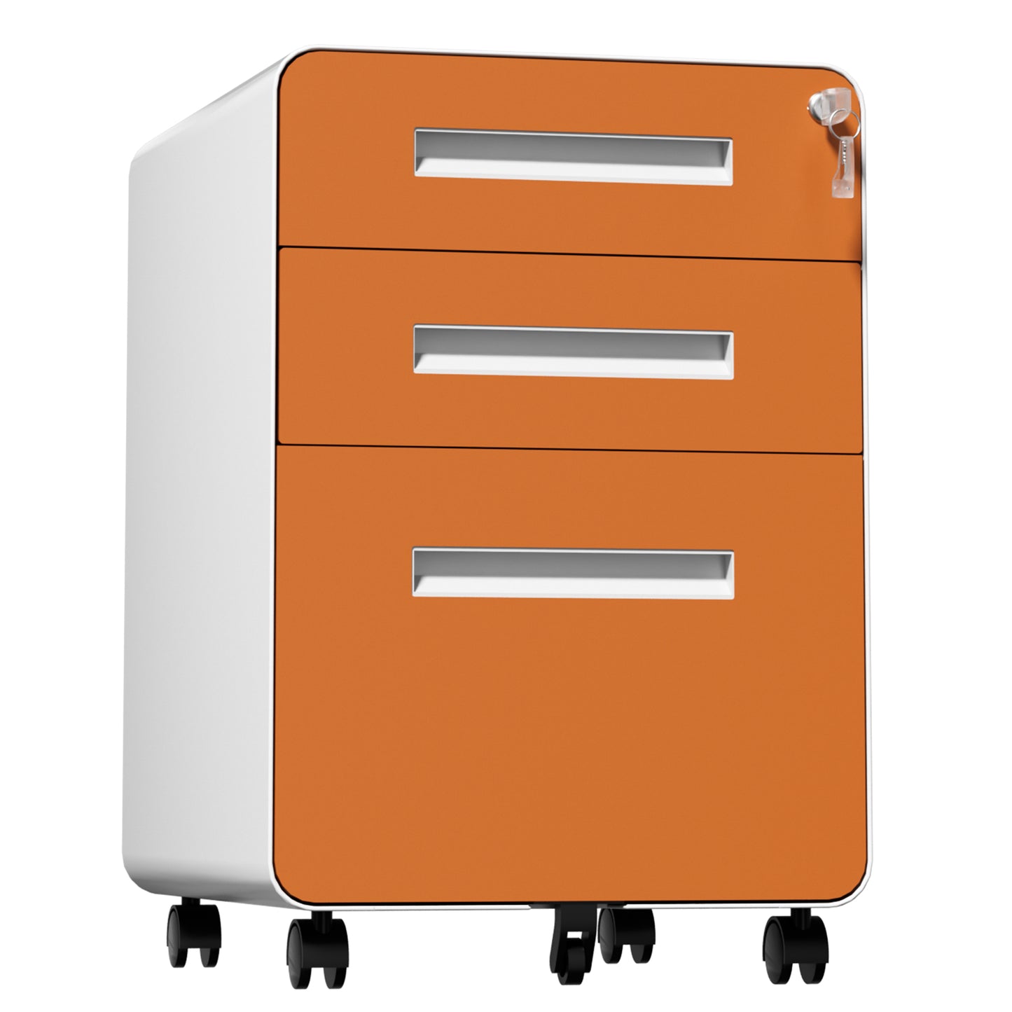 VIYET 3 Drawer Mobile File Cabinet, Rolling Metal Filing Cabinet with Lock, Steel Office Storage Cabinet on Wheels for Letter Legal Files, Home Office Organizer