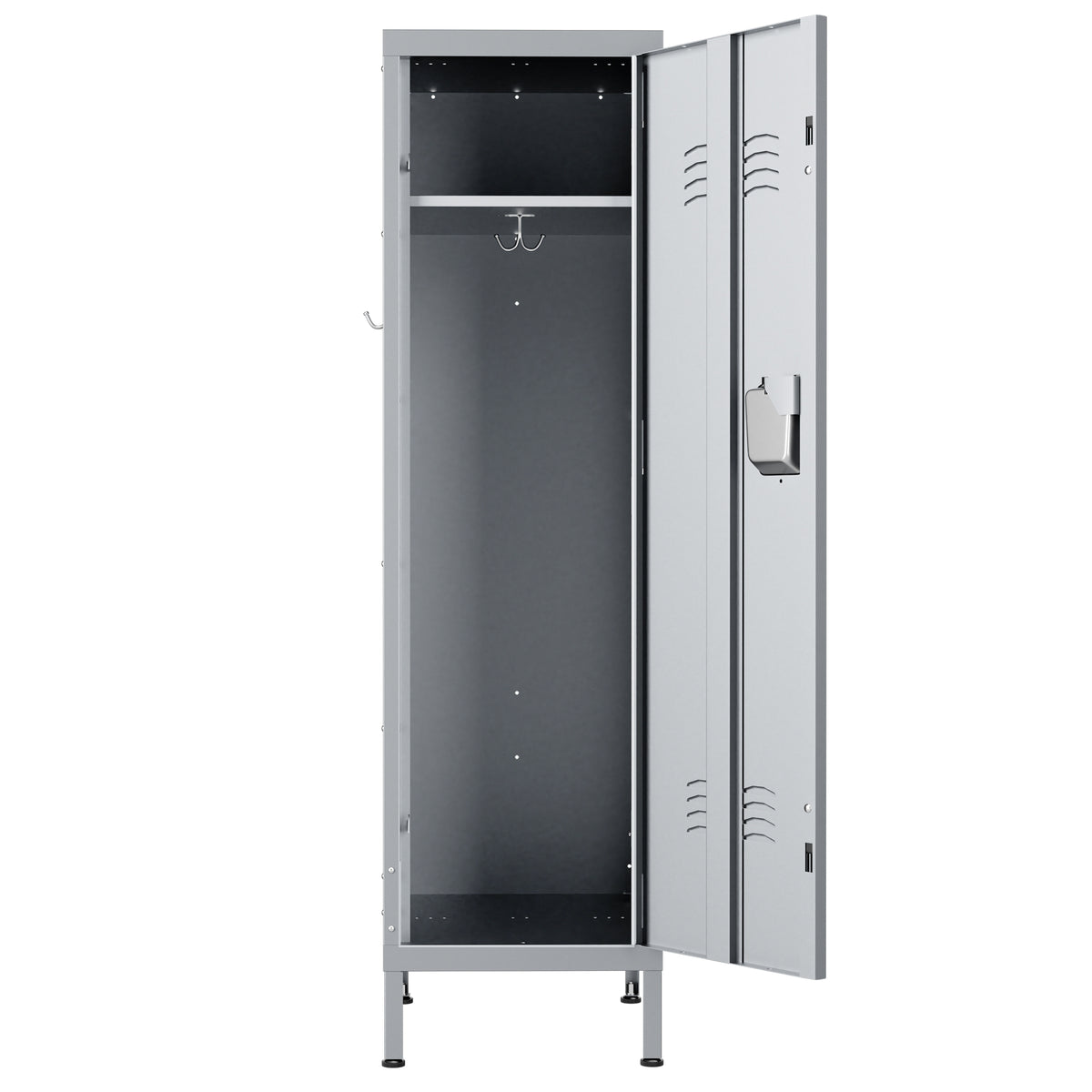 VIYET 55" Steel Wardrobe Cabinet with Lock, Slim Metal Clothing Storage Locker with Ventilated Door, Side Hooks & Anti-Tip Kit for Bedroom, Gray