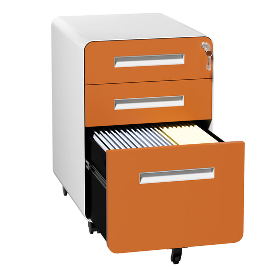 VIYET 3 Drawer Mobile File Cabinet, Rolling Metal Filing Cabinet with Lock, Steel Office Storage Cabinet on Wheels for Letter Legal Files