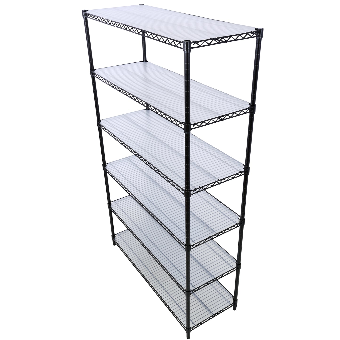 VIYET 6 Tier 6000LBS NSF Metal Wire Shelving, Heavy Duty Adjustable Rack with Wheels & Shelf Liners (Black, 84"H×48"L×20"D)
