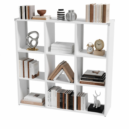 VIYET 9-Cube Metal Bookcase, 41"H Open Storage Organizer with 9 Cubes, Freestanding Display Shelf