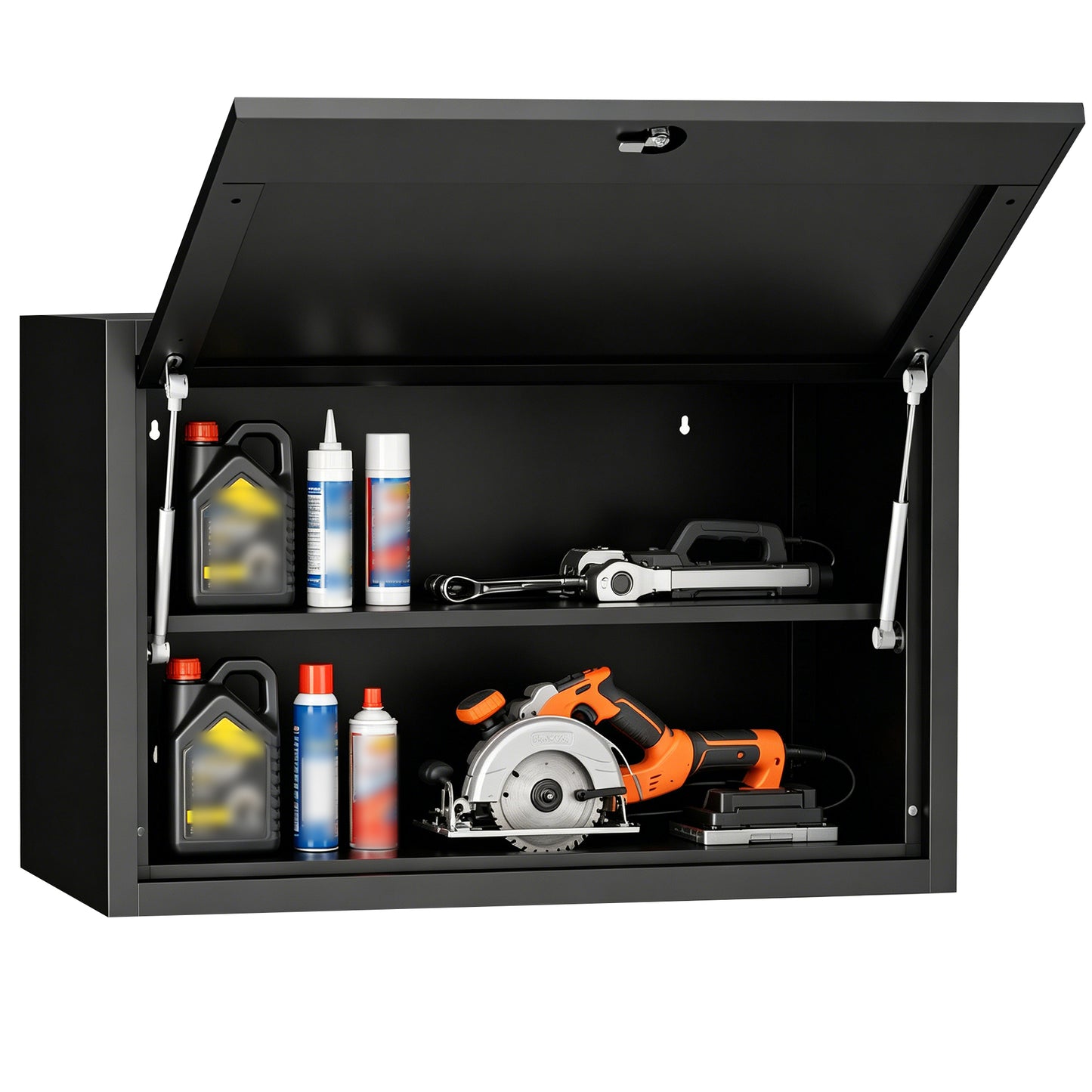 VIYET 30" Wall Mounted Metal Storage Cabinet with Lock, Heavy Duty Steel Garage Wall Cabinet with Adjustable Shelf