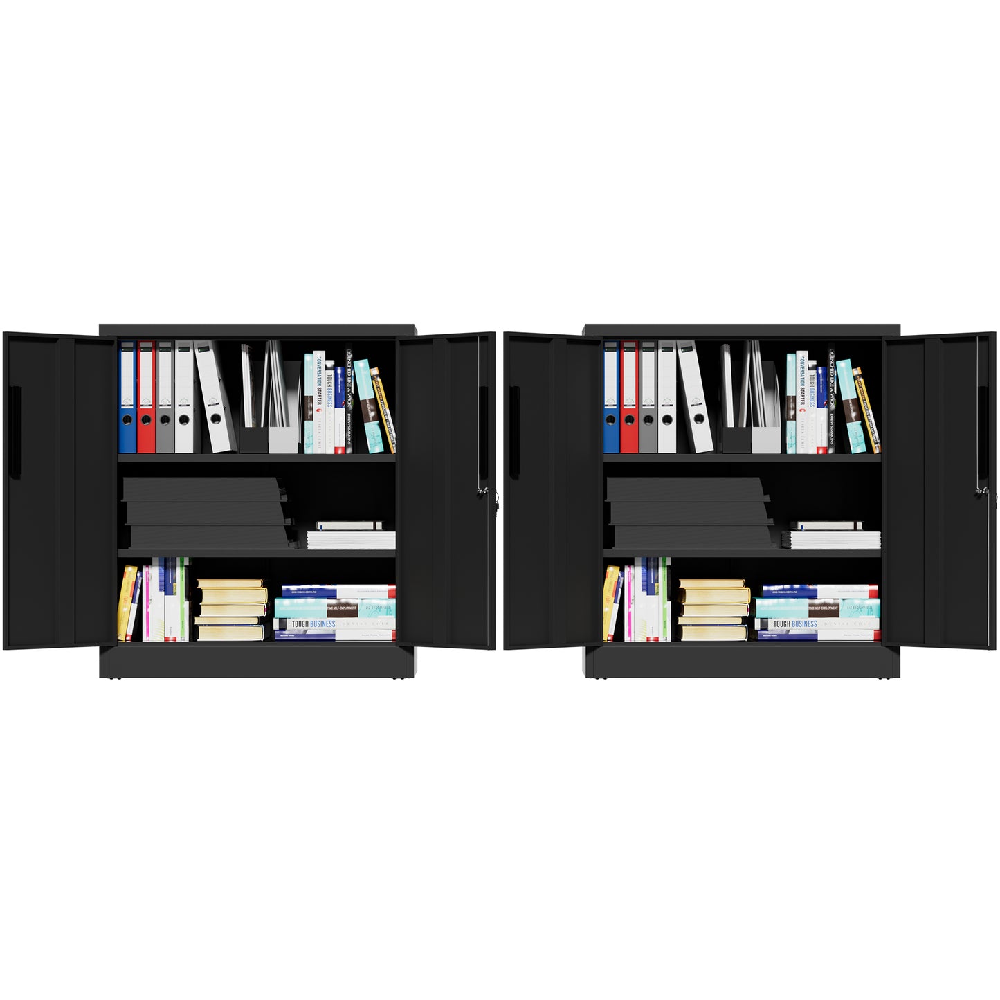 VIYET 35" 2-Door Metal Storage Cabinet,Heavy-Duty Lockable Steel Cabinet w/ 2 Adjustable Shelves (Home/Office/Garage Organizer)