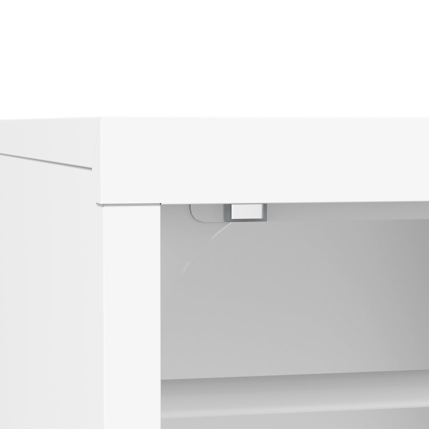 VIYET 47.2" Narrow Metal Wardrobe Closet, Slim Storage Cabinet with Louvered Door and Hanging Rail, Freestanding Clothes Organizer for Bedroom, Apartment, Dorm, White