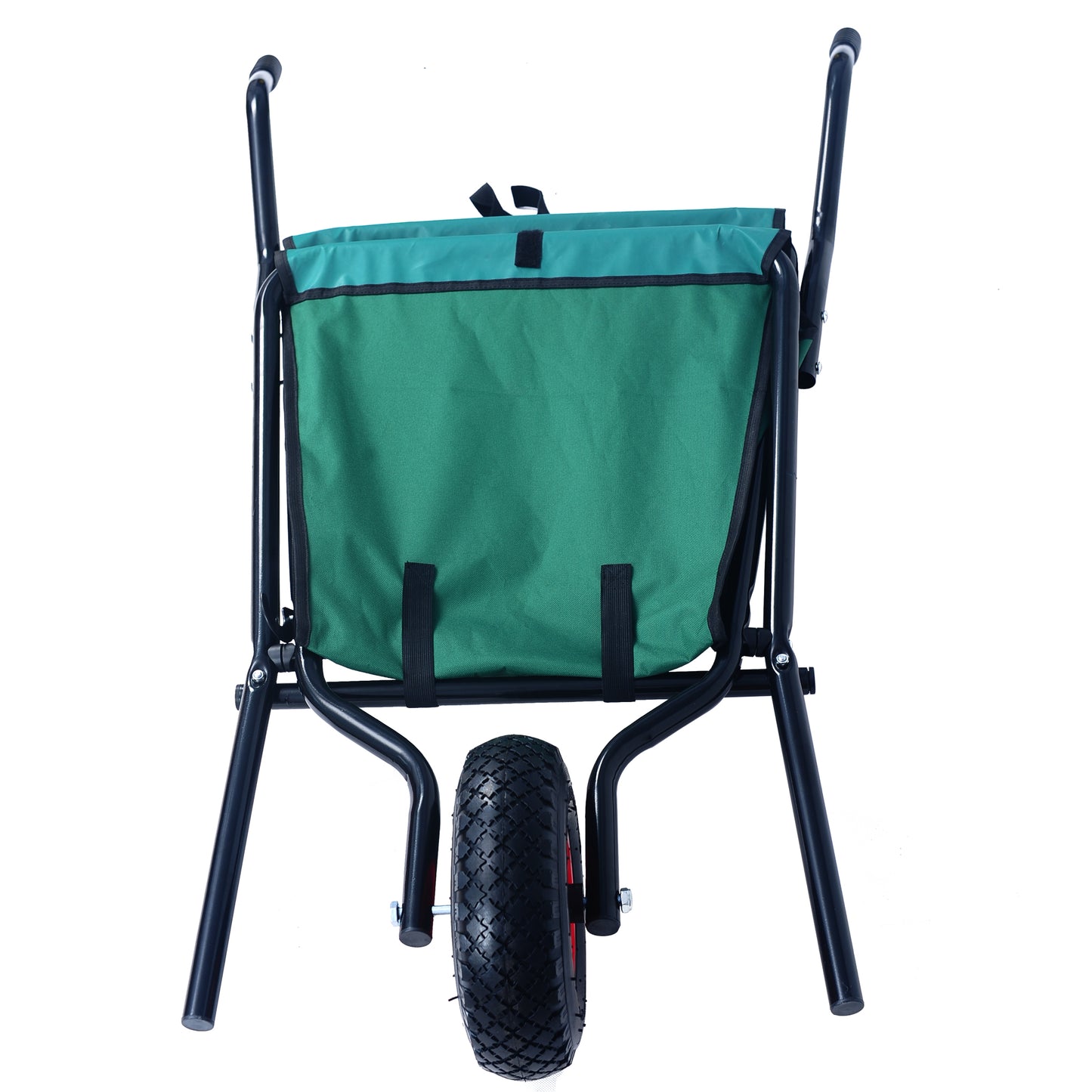 VIYET Collapsible Folding Wheelbarrow, 176 Lbs Lightweight Garden Cart, Heavy-Duty Oxford Cloth Yard Cart with 10" Pneumatic Tire for Lawn, Green