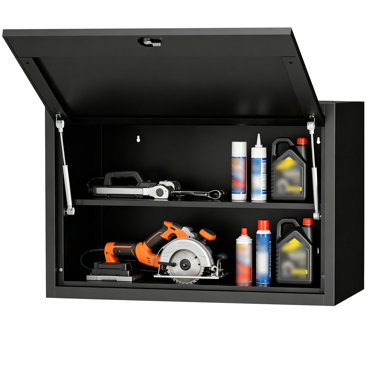 VIYET 30" Wall Mounted Metal Storage Cabinet with Lock, Heavy Duty Steel Garage Wall Cabinet with Adjustable Shelf