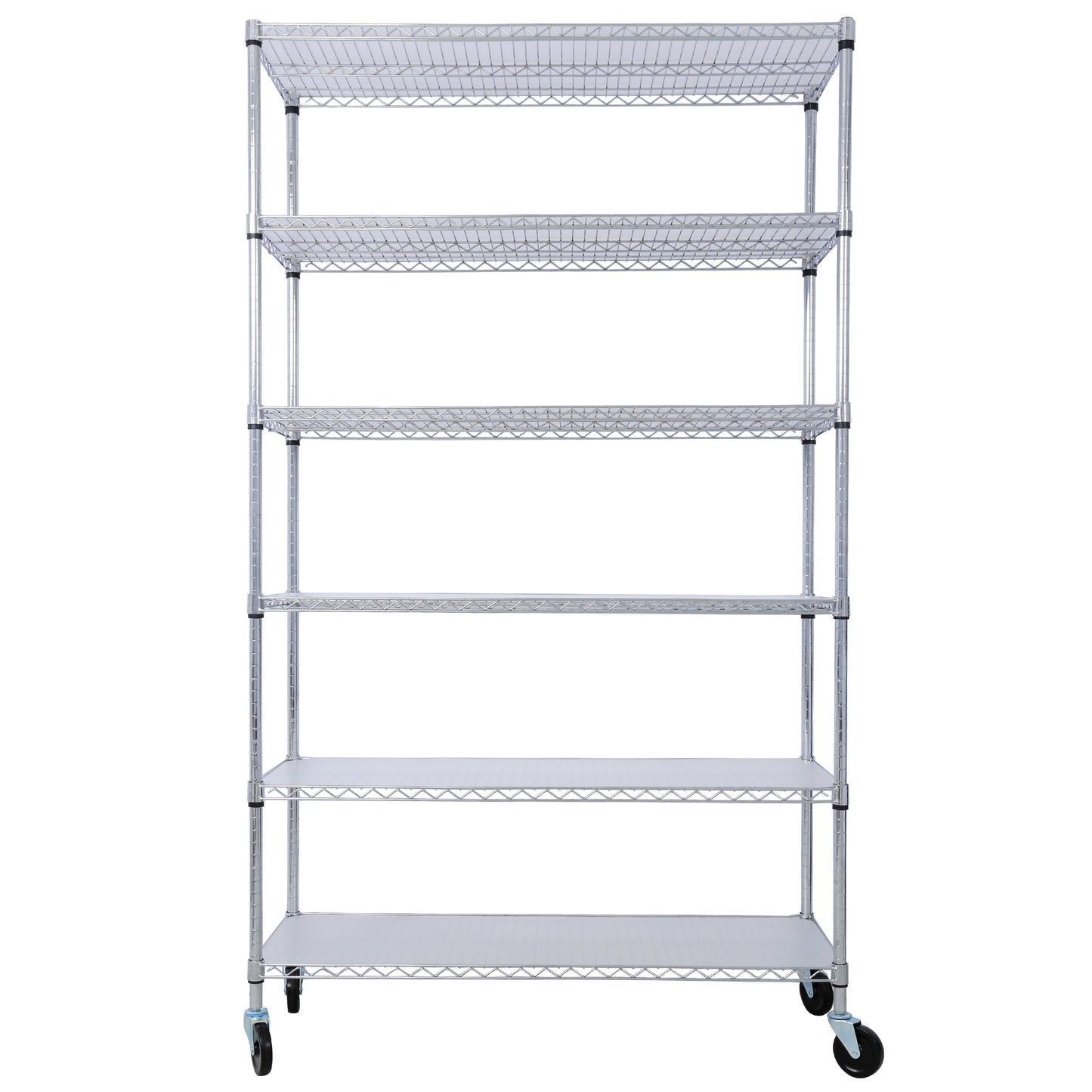 VIYET 6 Tier 6000LBS NSF Metal Wire Shelving, Heavy Duty Adjustable Storage Rack with Wheels & Shelf Liners (Chrome)