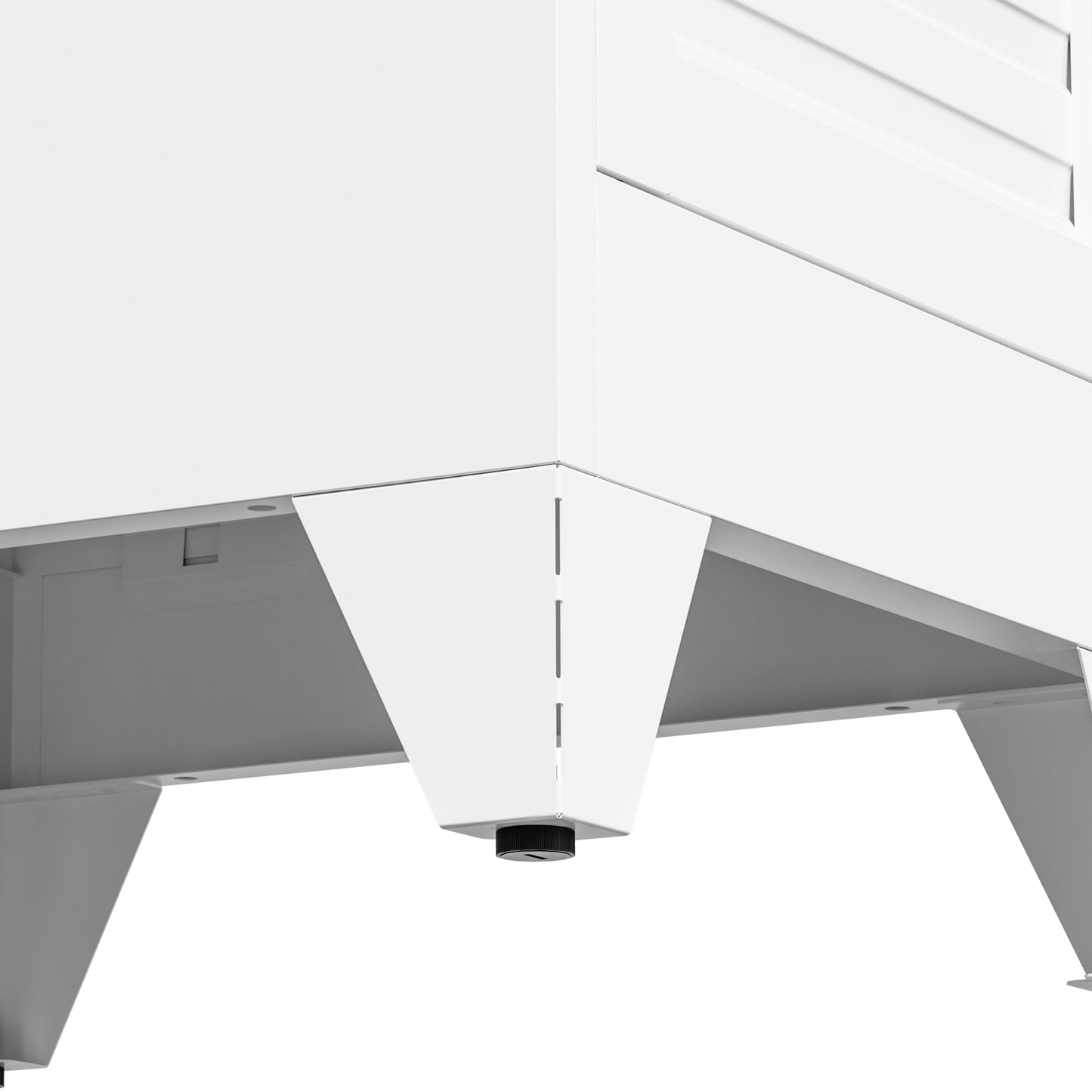 VIYET 47.2" Narrow Metal Wardrobe Closet, Slim Storage Cabinet with Louvered Door and Hanging Rail, Freestanding Clothes Organizer for Bedroom, Apartment, Dorm, White