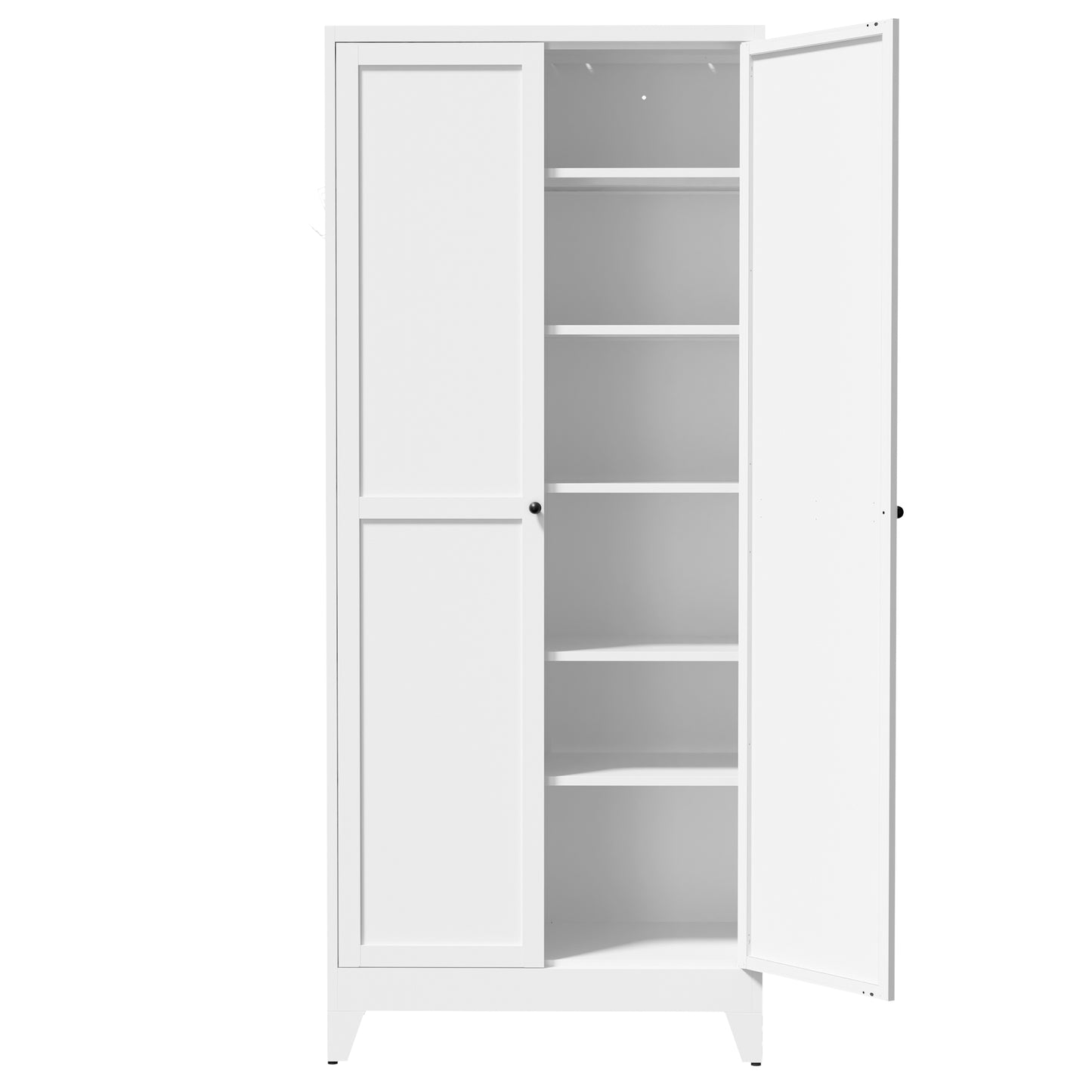 VIYET 75" Metal Kitchen Pantry Cabinet, Tall Freestanding Storage Cabinet with 5 Adjustable Shelves, Steel Organizer for Kitchen, Dining Room, White