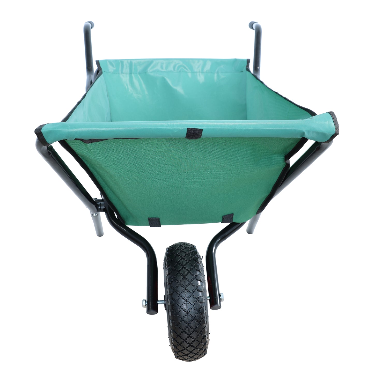 VIYET Collapsible Folding Wheelbarrow, 176 Lbs Lightweight Garden Cart, Heavy-Duty Oxford Cloth Yard Cart with 10" Pneumatic Tire for Lawn, Green