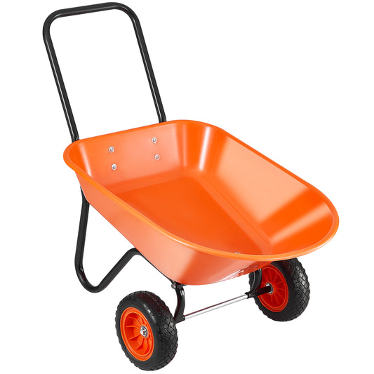 VIYET 2-Wheel Wheelbarrow Cart 5 Cu. Ft. 397 Lbs Capacity, Heavy-Duty Garden Dump Cart with 10" Solid Foam Wheels & Padded Handle for Lawn Farm Outdoor
