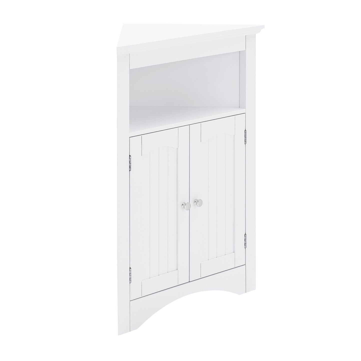 VIYET 32" Multifunctional Corner Cabinet - White MDF, Freestanding, Doors & Adjustable Shelves(Bathroom/Kitchen/Living Room Organizer)