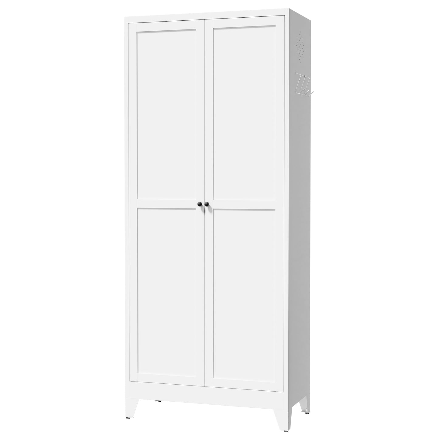 VIYET 75" Metal Kitchen Pantry Cabinet, Tall Freestanding Storage Cabinet with 5 Adjustable Shelves, Steel Organizer for Kitchen, Dining Room, White