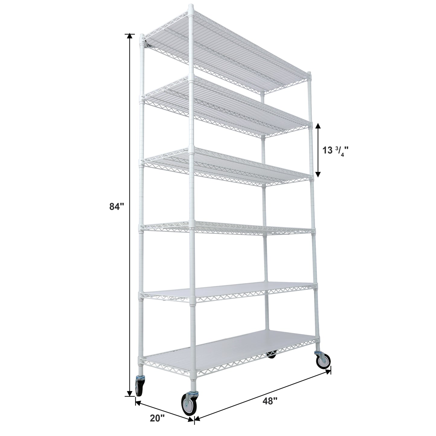 VIYET 6 Tier 6000LBS NSF Metal Wire Shelving, Heavy Duty Adjustable Storage Rack with Wheels & Shelf Liners (White)