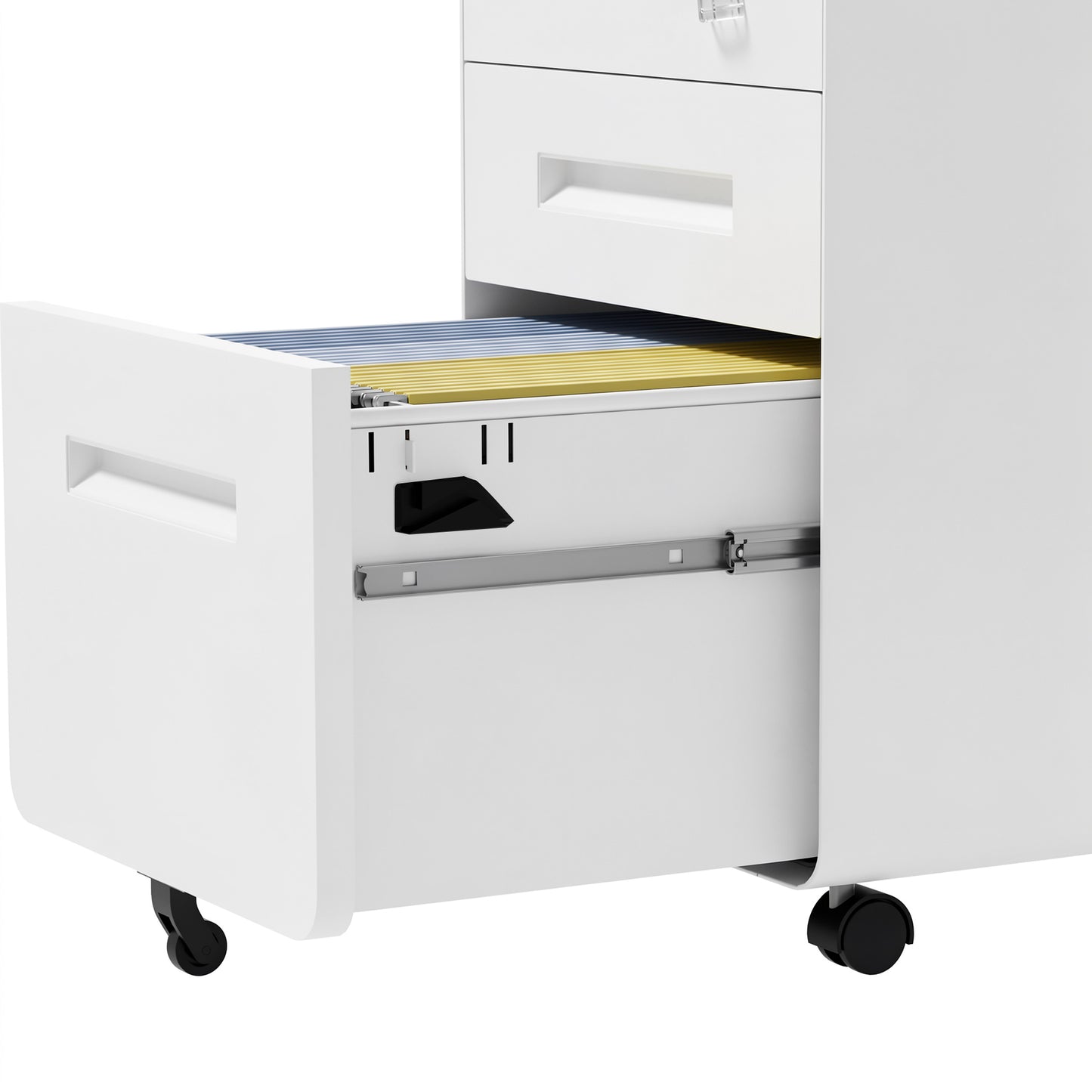 VIYET 2 Drawer Mobile File Cabinet, Metal Rolling Filing Cabinet with Lock, Fully Assembled Steel Office Storage Cabinet for Letter Legal Files, White