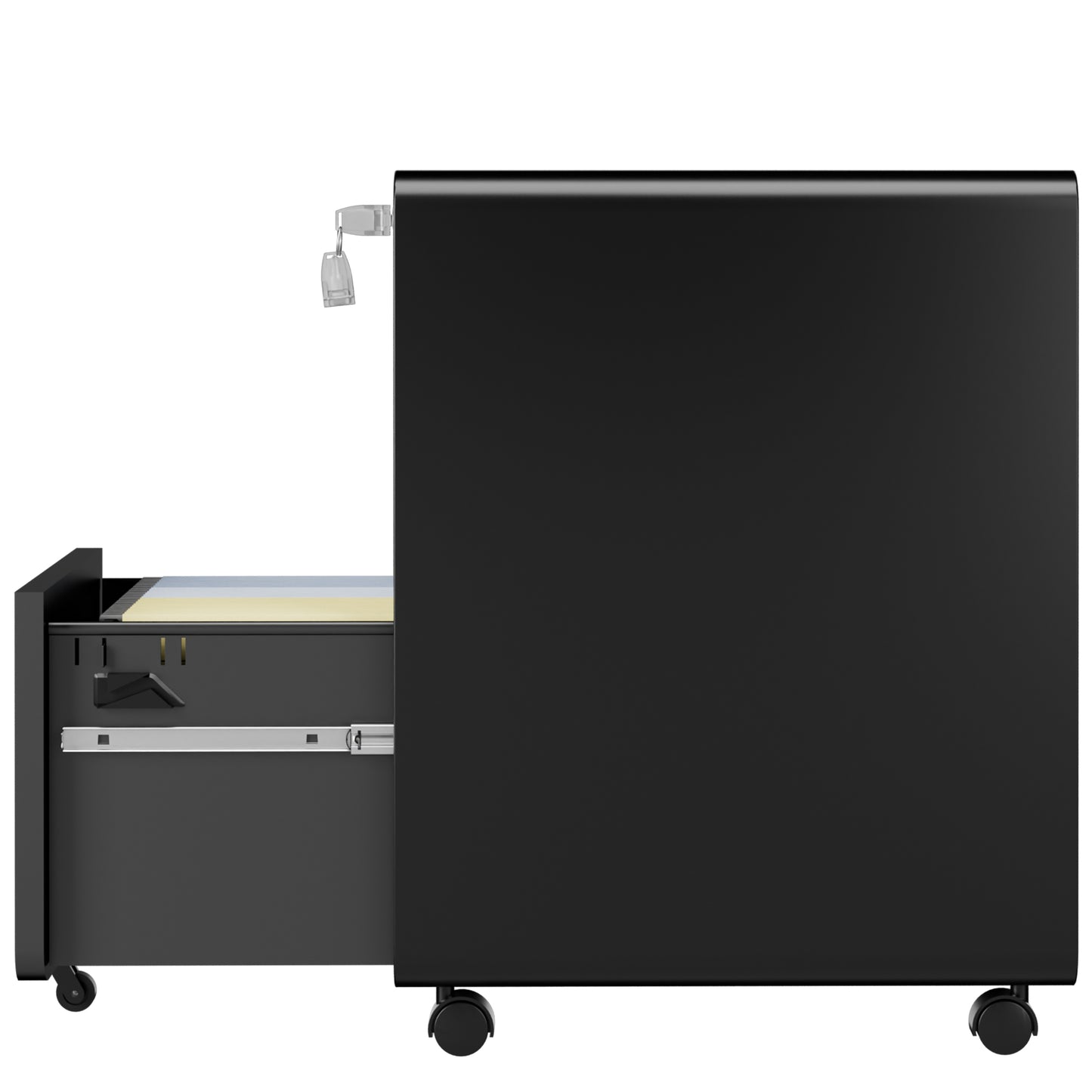 VIYET 2 Drawer Rolling File Cabinet, Black Metal Mobile Filing Cabinet with Lock, Steel Office Storage Cabinet for Letter Legal Files, Home Office Organizer