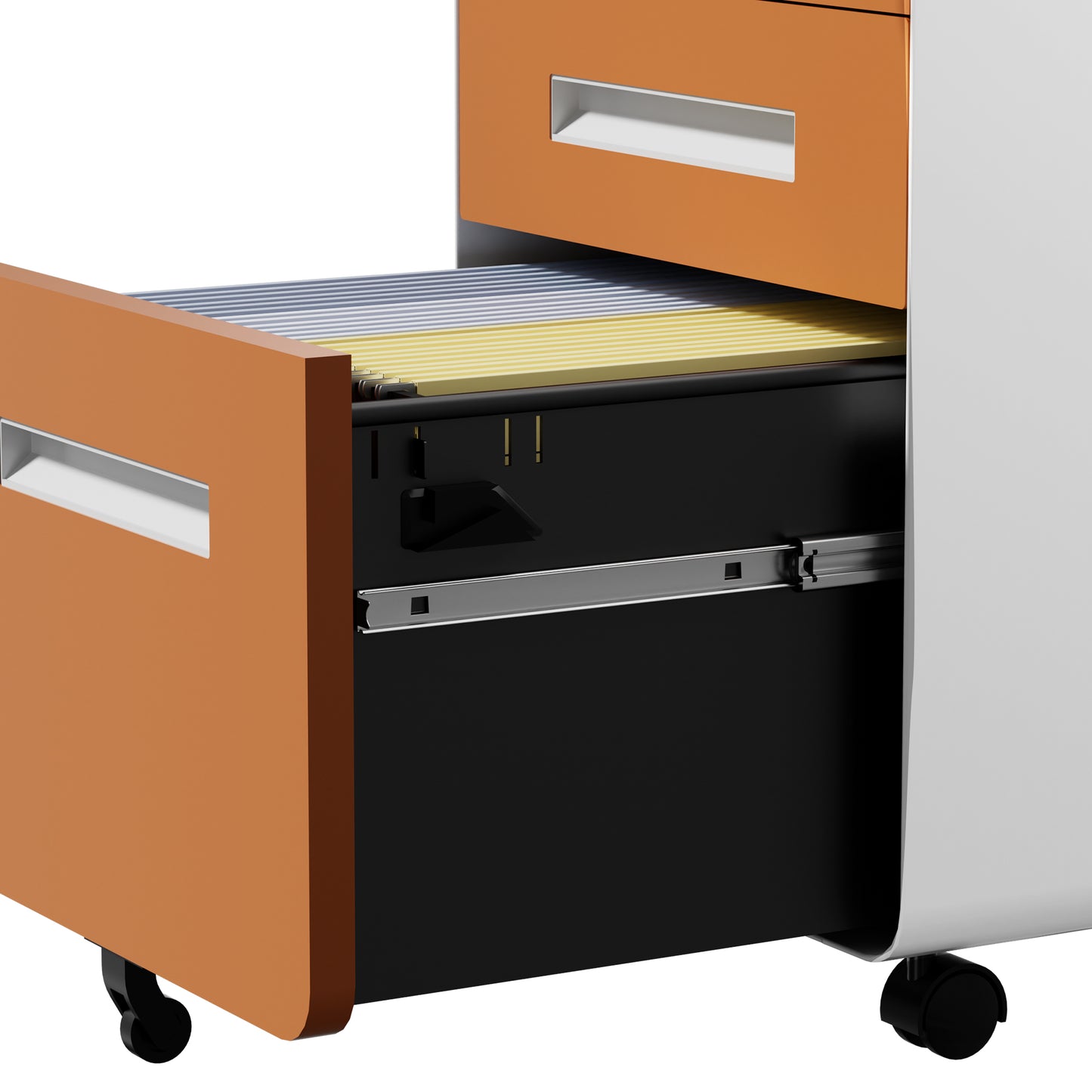 VIYET 3 Drawer Mobile File Cabinet, Rolling Metal Filing Cabinet with Lock, Steel Office Storage Cabinet on Wheels for Letter Legal Files, Home Office Organizer