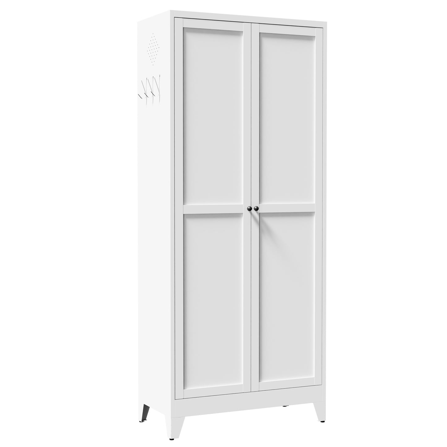 VIYET 75" Metal Kitchen Pantry Cabinet, Tall Freestanding Storage Cabinet with 5 Adjustable Shelves, Steel Organizer for Kitchen, Dining Room, White