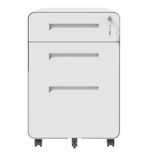 VIYET 23"H Mobile File Cabinet with Lock - All-Steel Fully Assembled, Anti-Tip Design & Locking Casters, Fits A4/Letter, for Home/Office (Black+White)