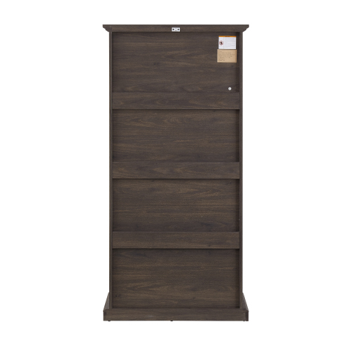 VIYET 63" 4-Tier Glass Display Cabinet, Brown MDF+Tempered Glass Curio Cabinet (Flip-up Doors for Collectibles/Toys/Books)