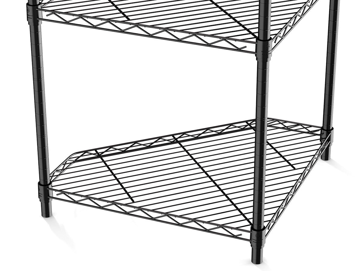 VIYET 72" 6-Tier Corner Wire Shelf Rack - Black Chrome Adjustable Metal, NSF Certified 600LBS