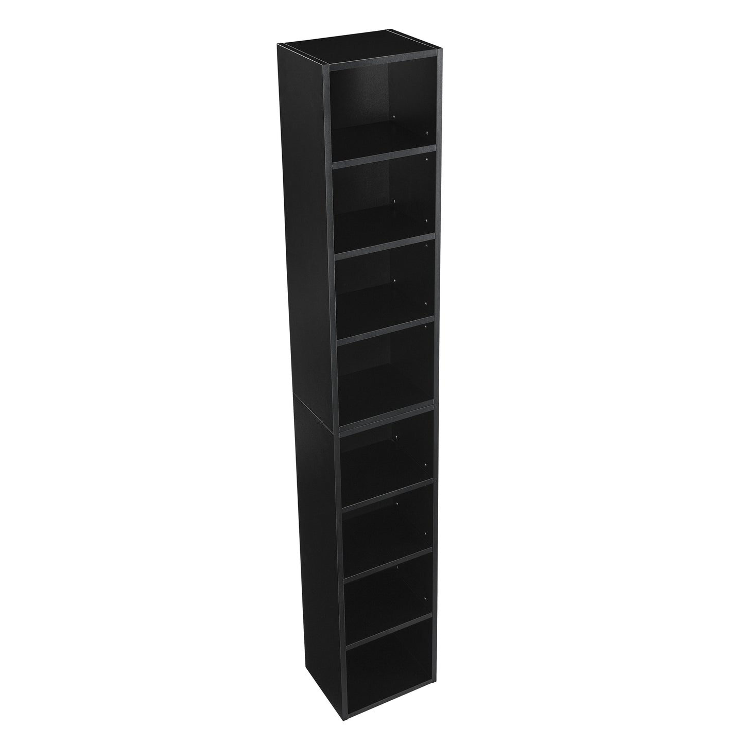 VIYET 11.6"×9.3"×70.9" 8-Tier Media Tower Rack - Black MDF, Adjustable Shelves
