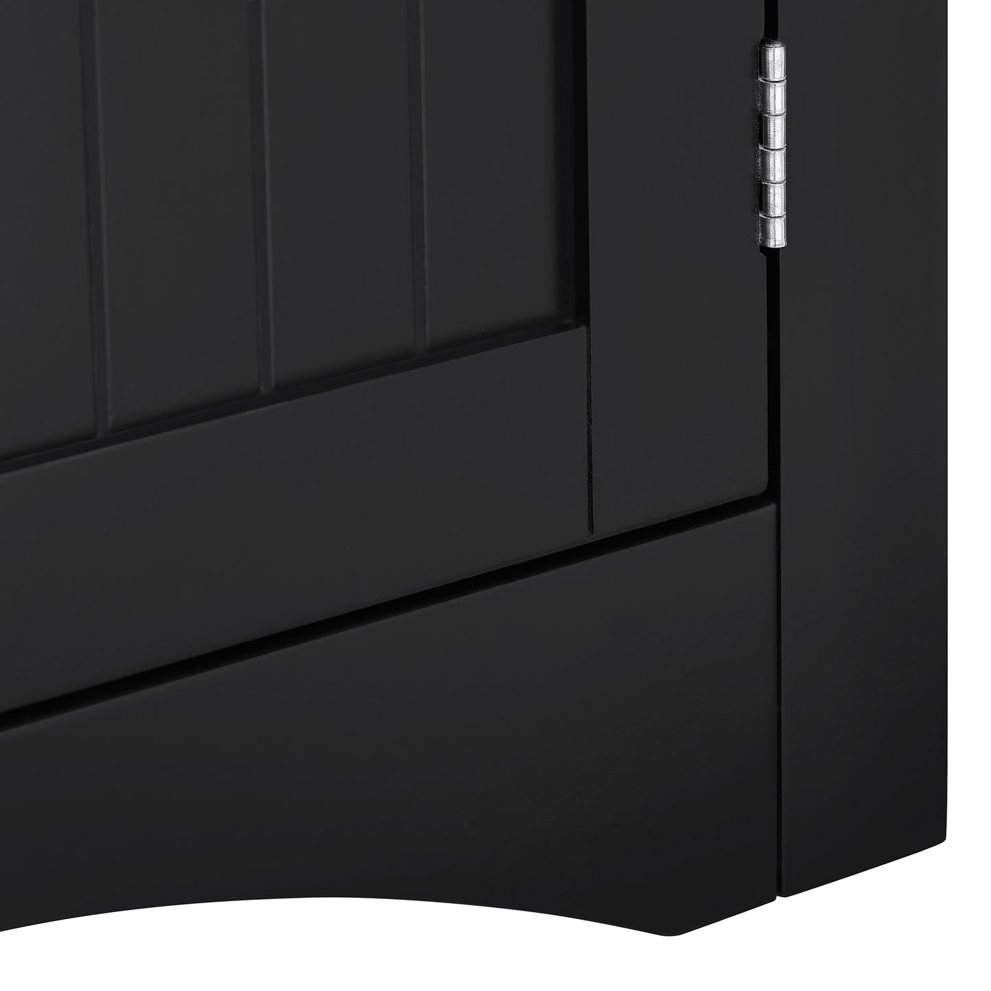 VIYET 32" Multifunctional Corner Cabinet - Black MDF, Freestanding, Doors & Adjustable Shelves