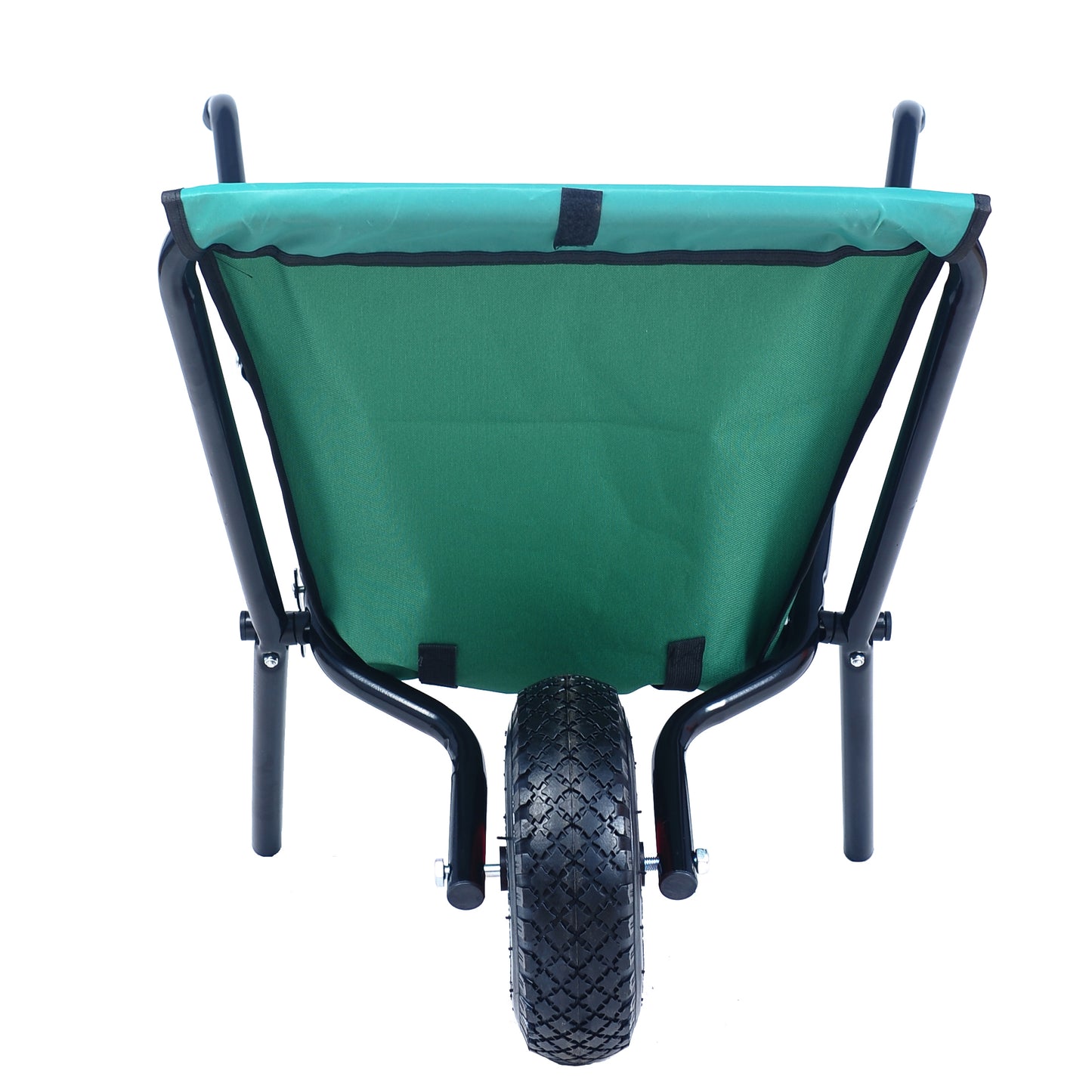 VIYET Collapsible Folding Wheelbarrow, 176 Lbs Lightweight Garden Cart, Heavy-Duty Oxford Cloth Yard Cart with 10" Pneumatic Tire for Lawn, Green