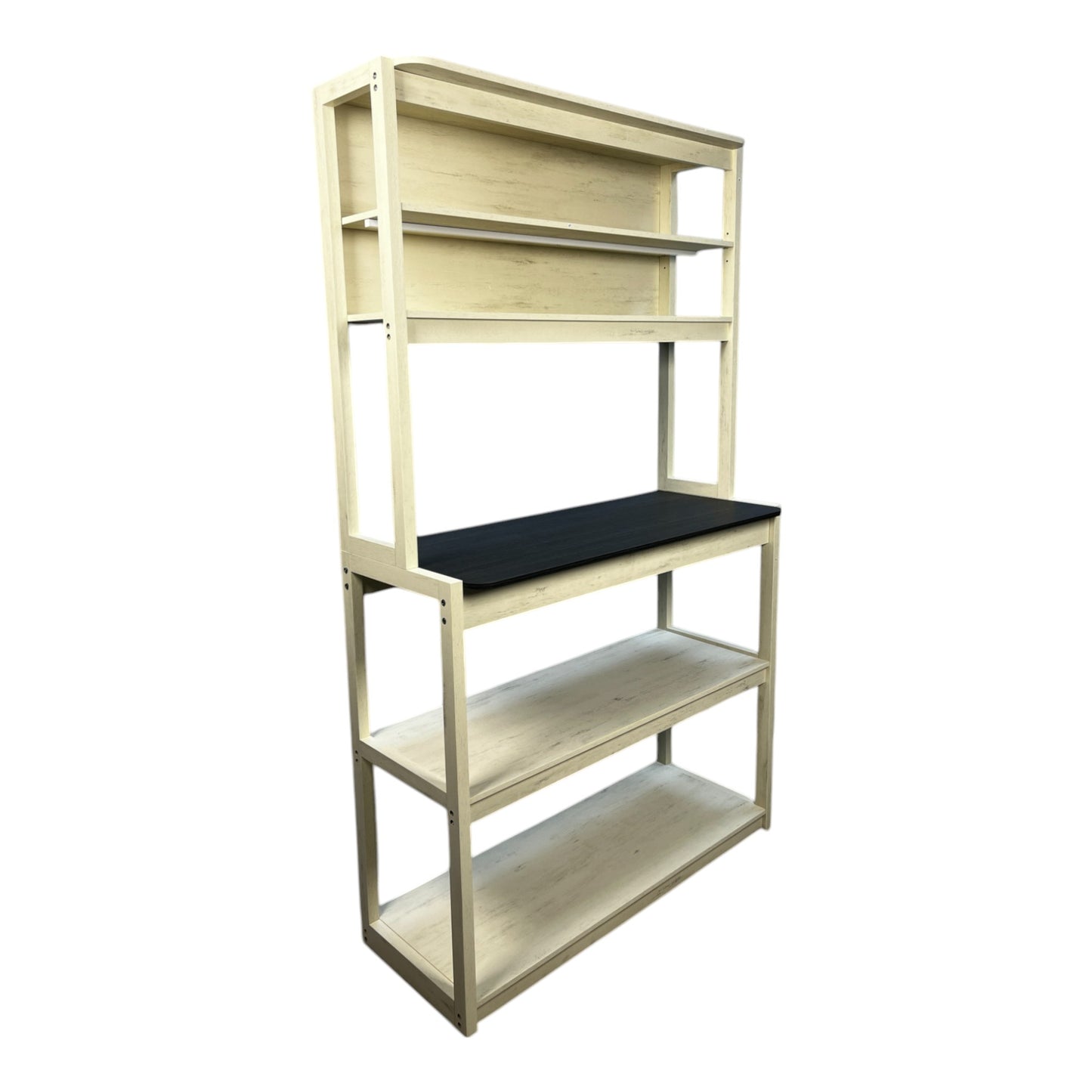 VIYET 67" 5-Tier Bakers Rack (Black & White), Particle Board Kitchen Storage Shelf (Microwave Stand & Coffee Bar Organizer)