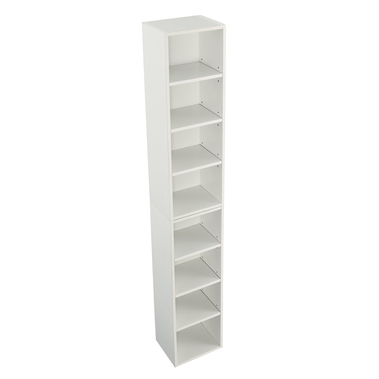 VIYET 11.6"×9.3"×70.9" 8-Tier Media Tower Rack - White MDF, Adjustable Shelves