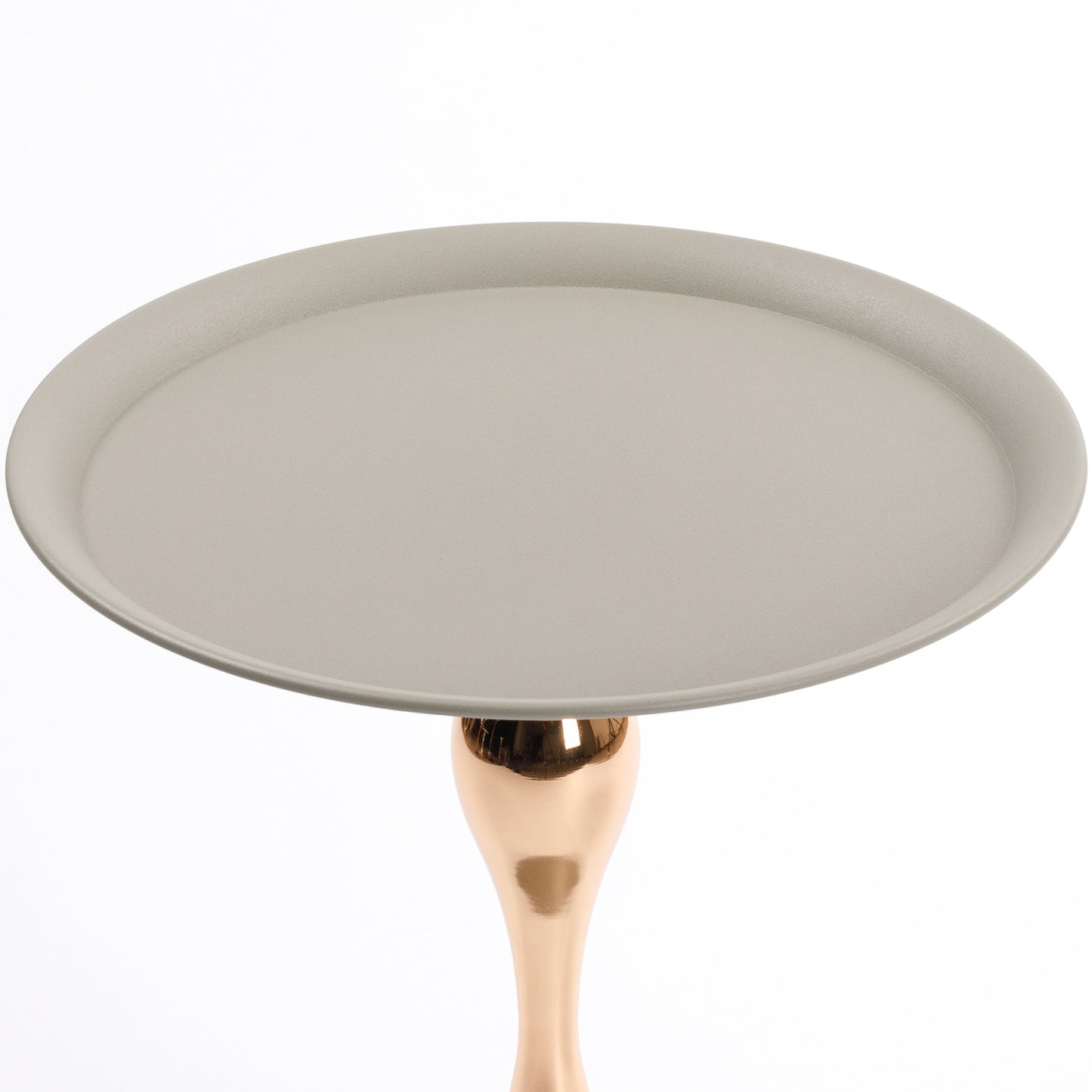 VIYET 21" Mermaid Tail Round End Table,Art Deco Metal Pedestal Accent Table, Minimalist Tray-Style Side Table for Small Spaces (Matte Gray)