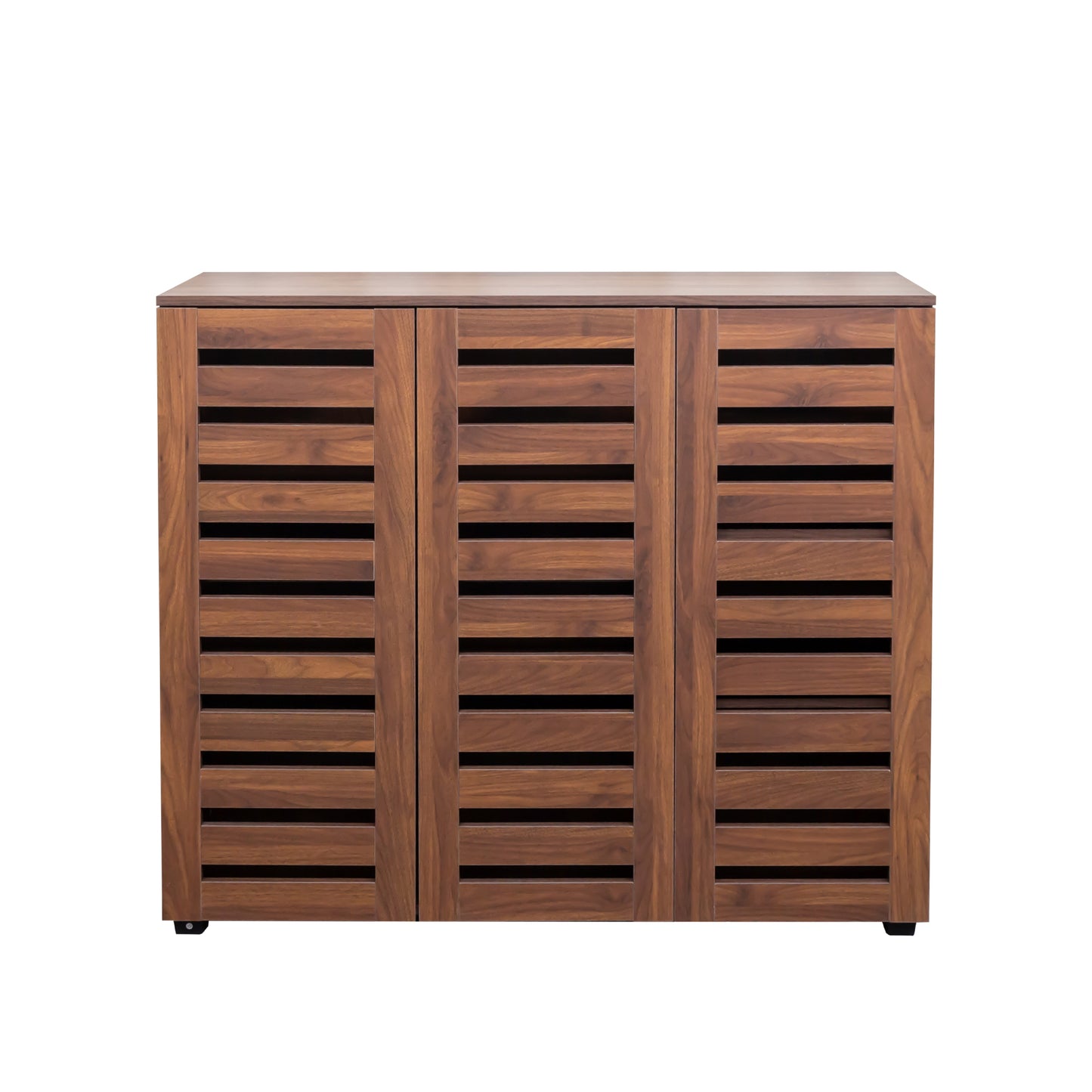 VIYET 38.7" 5-Tier Shoe Cabinet, Walnut Particle Board+MDF Organizer w/ Adjustable Shelves & Louvered Doors