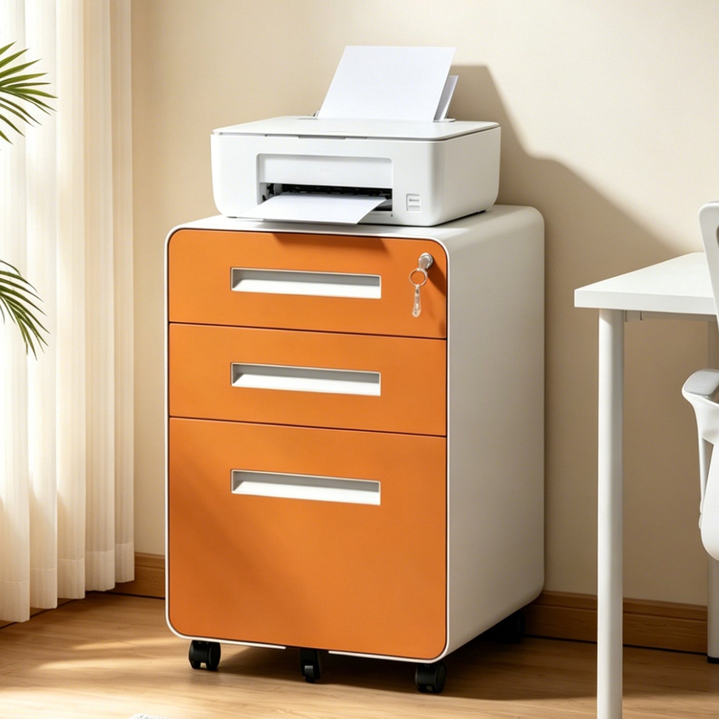 VIYET 3 Drawer Mobile File Cabinet, Rolling Metal Filing Cabinet with Lock, Steel Office Storage Cabinet on Wheels for Letter Legal Files, Home Office Organizer