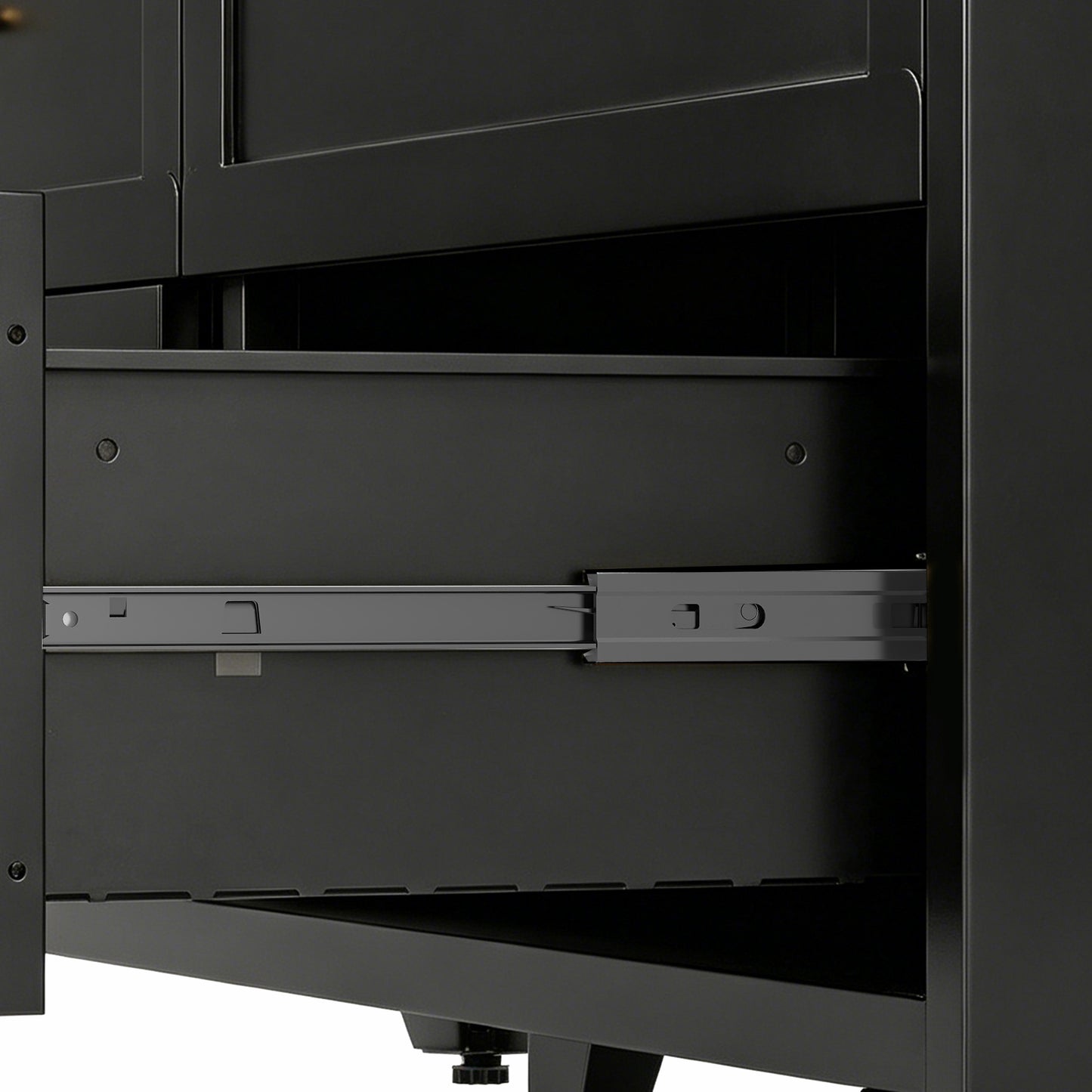 VIYET 7-Drawer Black Dresser, Wide Low-Profile Bedroom Storage Chest with Smooth-Glide Drawers