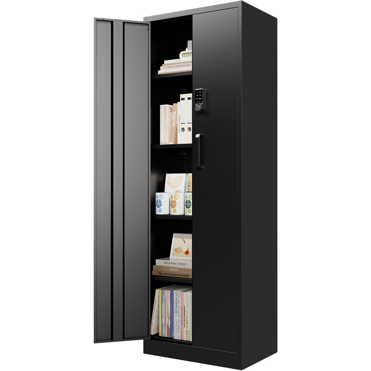 VIYET 71" Metal Storage Cabinet with Keypad Lock, Adjustable Shelves, 150 lbs Capacity per Shelf, Garage Utility Locker for Home & Office
