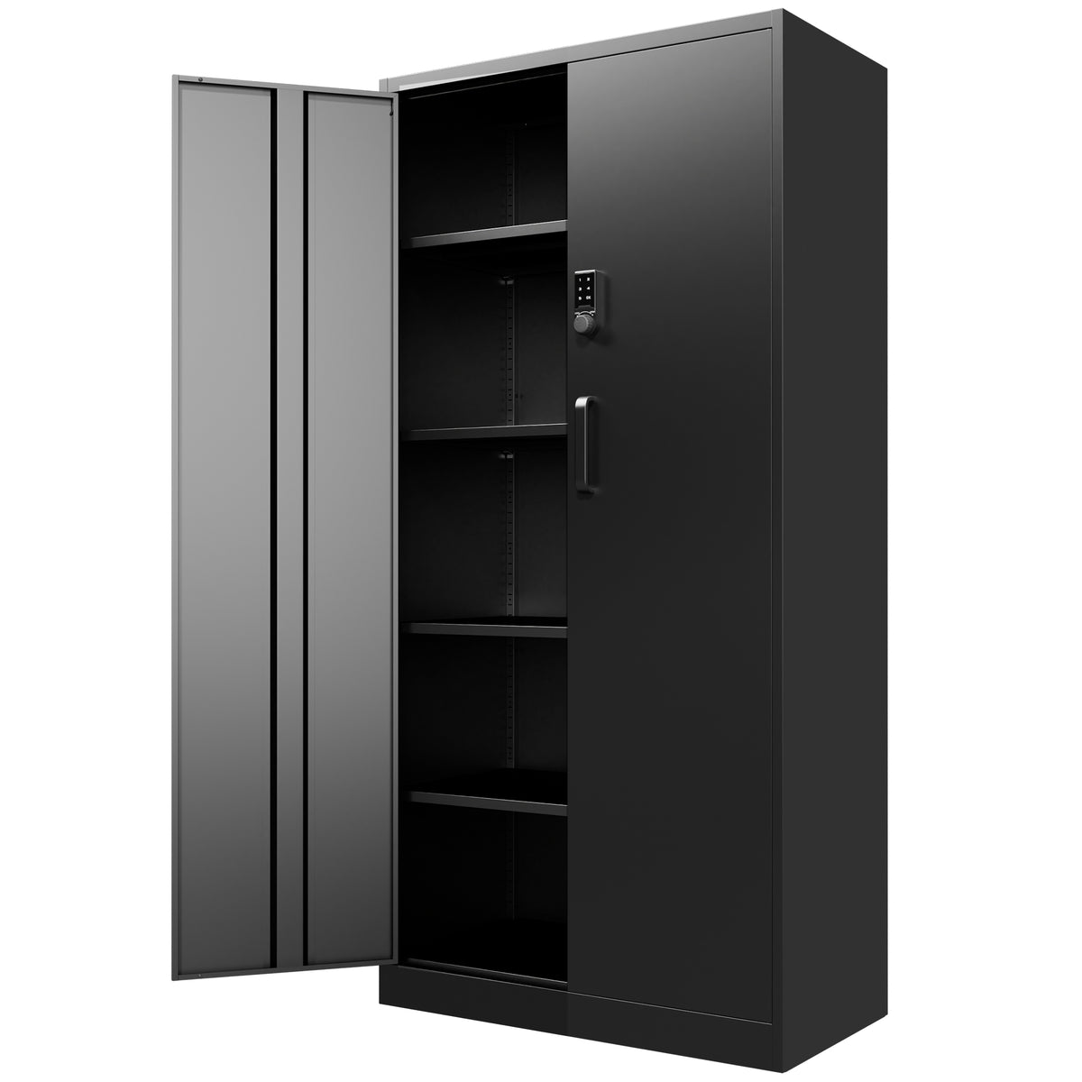 VIYET 72" Metal Storage Cabinet with Keypad Lock, Double Door Steel Garage Cabinet, 4 Adjustable Shelves, 150 lbs per Shelf