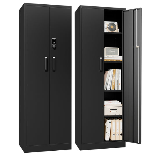 VIYET 71" Metal Storage Cabinet with Keypad Lock, Adjustable Shelves, 150 lbs Capacity per Shelf, Garage Utility Locker for Home & Office